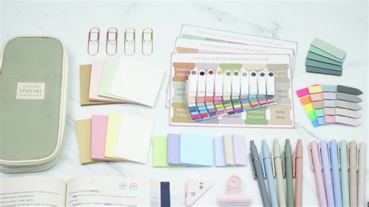 video, 73 Pcs Bible Journaling Set with Large Pencil Case Gel Pens Highlighters Marker Bible Tabs Sticky Note Index Labels Clips Extensive Bible Journery Study Supplies Aesthetic Annotation Kit Back to School Gift for Christian Girls