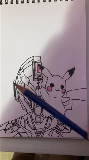 Robot/Pikachu 10 minute sketch challenge no eraser