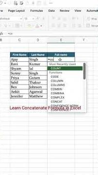 Learn Concatenate formula in Excel#excel #corporate #tips #shorts