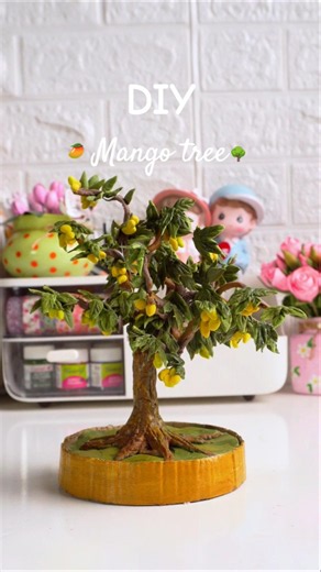 DIY mango tree 🥭 #mango #clayart #craft #trending #handmade #tree #homedecor #aesthetic #artificial