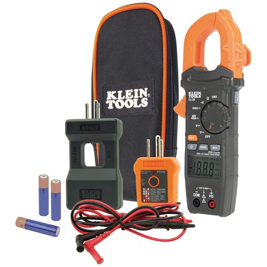 Klein Tools CL120KIT Electrical Test Kit with 400A AC Auto Ranging Cla