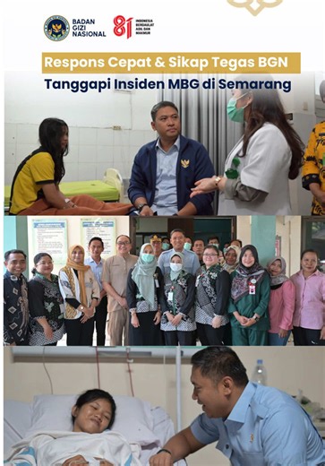 Kepala Badan Gizi Nasional (BGN), Bapak Sudaryono (Mas Dar), melakukan rangkaian kunjungan ke sejumlah fasilitas kesehatan di Kota Semarang pada Sabtu (1/8/2026) hingga Minggu (2/8/2026) untuk memastikan para penerima manfaat (siswa dan guru) SMKN 6 Semarang yang terdampak insiden keamanan pangan MBG mendapatkan penanganan yang baik serta memberikan dukungan kepada tenaga kesehatan yang bertugas. Kunjungan dilakukan ke RS Permata Medika Semarang, RS Bhakti Wira Tamtama, RS Pantiwilasa Citarum, R