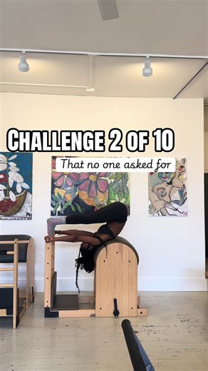 Inversion, candlestick, unsafe practice a lone, whatever you call it; I did it!! Haha all jokes aside, this was very fun to learn I could do Candlestick on the ladder barrel but honestly how dare I act surprised! One of my favorite things about Pilates is the ability to take one exercise from apparatus to another. #balance #inversion #pilates #candlestick