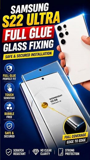 Samsung S22 Ultra Full Glue Tempered Glass Installation 📱🔥 #shorts