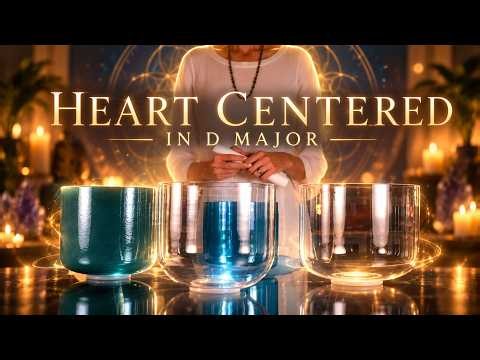 ❤️ Heart Centered in D Major | 4 Crystal Singing Bowls for Deep Peace & Inner Harmony