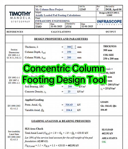Concentric Column Footing Design Tool Tutorial