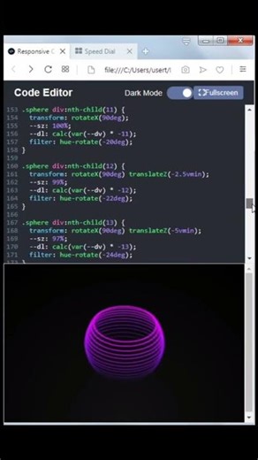CSS Light Sphere Infinity Animation #shorts