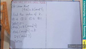 NOV-DEC WASSCE 2024 Core Mathematics Paper 1 Question No. 20 on Modular Arithmetic #highlights2024シ゚ #highlights2024 #novdec2024 #followersシ゚ #followerseveryonehighlights #SPSCAmbassador #followers | Taxonomy online mathematics