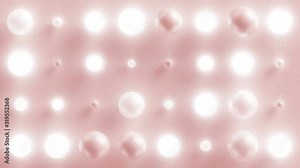 Motion Spheres Array Loop 1 Light Red: grid of glossy spheres randomly growing, bouncing and flashing on a flat plane. Warm red ball shapes background. Love flatlay background. 4K