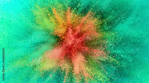 Super Slow Motion of Colored Powder Explosion with Rotating Camera. Filmed on High Speed Cinema Camera, 1000fps.
