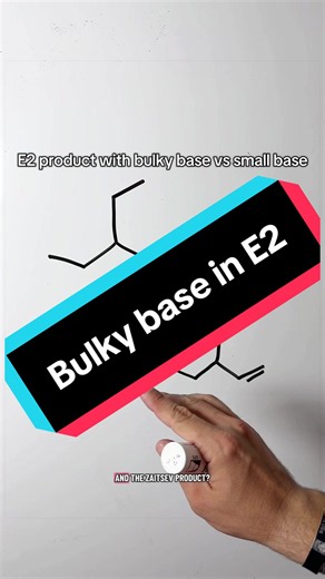 In E2 elimination using a bulky base will cause the less substituted alkene to be the favored product forming what is called the Hoffman product. #organicchemistry #ochem #organicchemistrytutor #premed #STEM
