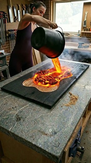 Volcano Lava Pool Table With Epoxy Resin And Magma