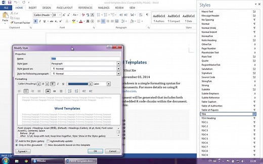 Create A MS Word Template for R Markdown