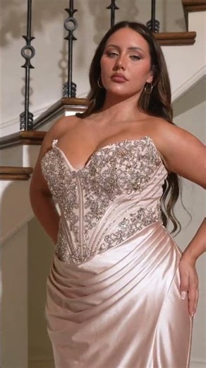 Strapless Corset Fitted Satin Gown for Plus Size Curvy Women