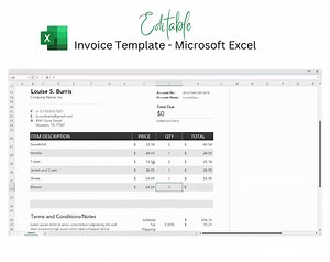 Printable Invoice Template, Excel, Google Sheets and PDF, Small Business Spreadsheet, Editable Invoice Form - Etsy Canada