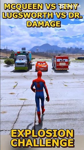 MCQUEEN VS TINY LUGSWORTH VS DR. DAMAGE - DISNEY CARS EXPLOSION CHALLENGE #shorts #gta