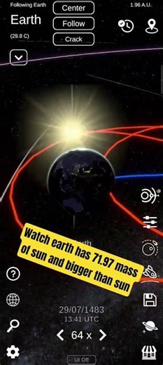 Watch earth has 71.97 mass of sun and bigger than sun