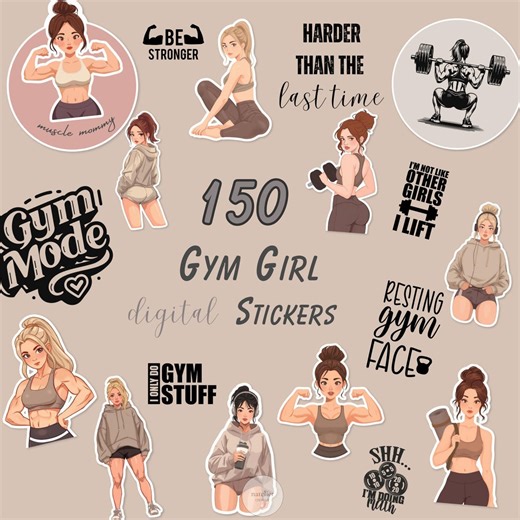 Gym Girl Goodnotes Stickers, Gym Bunny Sticker Pack, Strong Girl Clipart, Muscle Mommy Digital Download, Motivational Fitness Stickers - Etsy