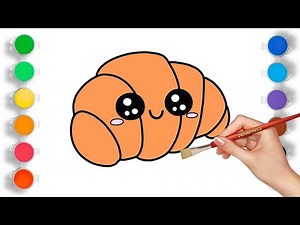 Drawing Cute Food | How to Draw a Croissant | Painting Tutorial For Kids & Beginners | Fun for kids