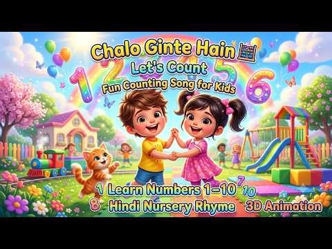 Chalo Ginte Hain🧮 | Fun Counting Song for Kids | Learn Numbers 1–10 | Hindi Nursery Rhyme | 3D Anm