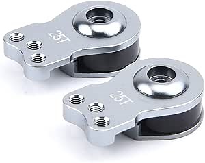 YoungRC RC 25T Servo Saver Aluminum 3 Holes Adjustable Hi-Torque Servo Saver Set for 1/10 RC Car Crawler SCX10 Capra TRX4 TRX6 RC Boat Parts (Silver)