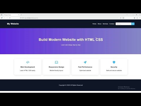 HTML CSS से Modern Responsive Webpage Design | Header, Hero, Cards & Footer
