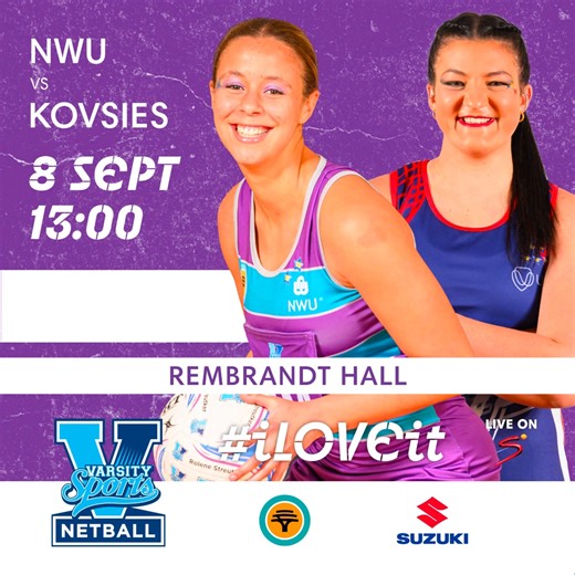 FIXTURE ALERT 🏐💥! Round 5 of Varsity Netball 2025 takes place today, Monday 8 September, with a big game starting us off at 1pm! Make your way to the Rembrandt Hall in Pretoria or watch all the matches live on SuperSport! Predictions? Tickets, results, news and log here - https://www.varsitysportssa.com/tickets #iLOVEit Proudly brought to you by FNB and Suzuki SA. | Varsity Sports