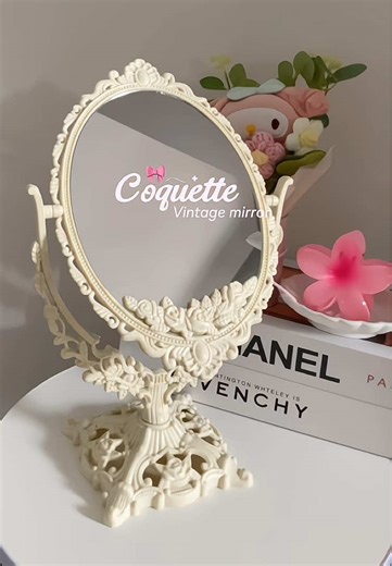 found this rotatable european vintage mirror, super pretty! 💫 #vintagemirror #europeanmirror #rotatablemirror #desktopmirror