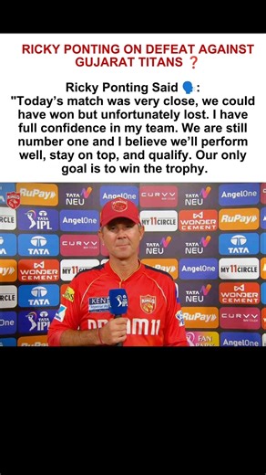 Ricky Ponting Reacts to Loss Against Gujarat Titans