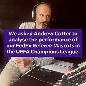 Excitement 🤩, jokes 😜 and socks🧦… We asked famed sports broadcaster and part-time amateur dog commentator, Andrew Cotter to analyse the performance of our FedEx Referee Mascots in the UEFA Champions League. ⚽️ #ExperiencesThatDeliver | FedEx