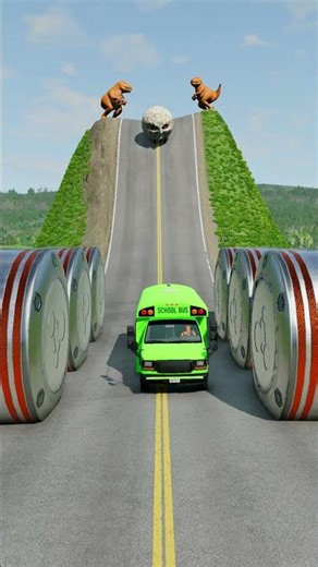 Car & School Bus vs Hydraulic Crush - BeamNG.drive