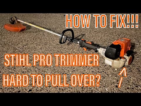 Stihl Pro trimmer REALLY hard to pull when starting... how-to fix!!! (Stihl 4-mix valve adjustment)