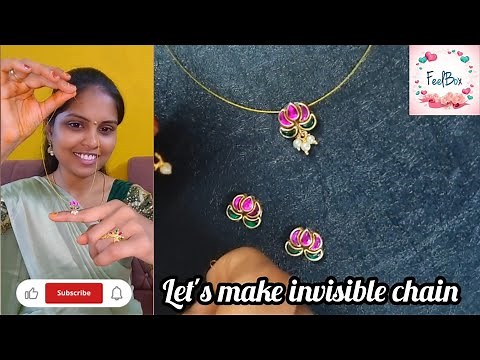 DIY invisible chain making at home | how to make invisible chain with pendant #feelbox #jewellery