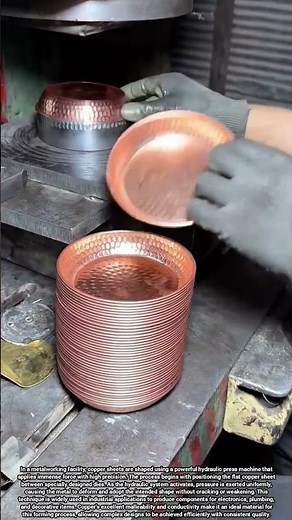 Shaping Copper Plates with a Hydraulic Press for Precision Metalwork