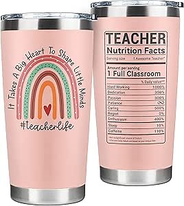 Teacher Appreciation Gifts - Teacher Gifts for Women - Teachers Appreciation Week, Back To School, Birthday, Christmas Gift - Thank You Gift Ideas for Teachers - 20 Oz Pink Tumbler