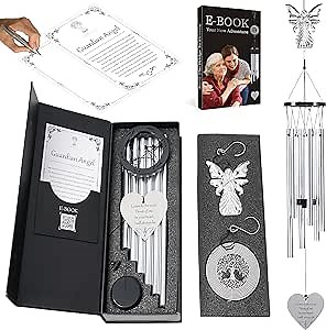 Unique Memorial Wind Chimes for Outside Outdoor Gift 36" with 6 Large Aluminum Tubes, 2 Memorial windchimes Hangers & S Hook, Sympathy Wind Chimes Gift Decoration for Home, Garden, & Outdoor