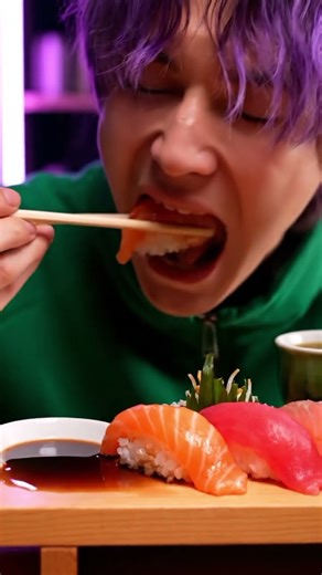 ASMR Eating Sushi Set | Soft Bite and Gentle Dip Sounds