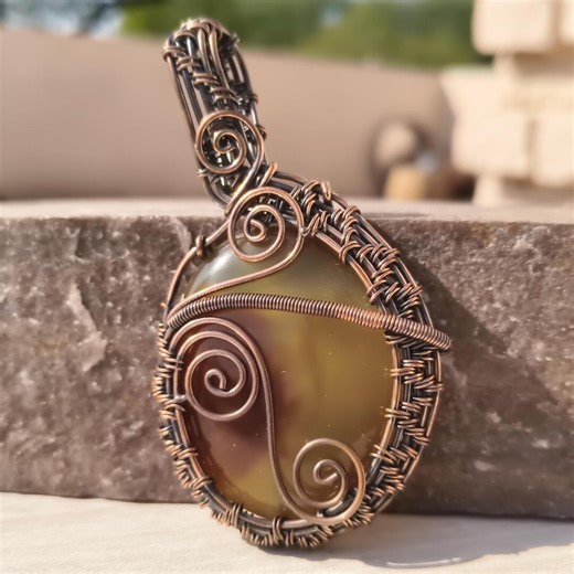 Handmade Wire Wrapped Agate Pendant Necklace | Copper Wire Jewelry | Boho Crystal Necklace | Artisan Stone Pendant | Healing Crystal Gift - Etsy