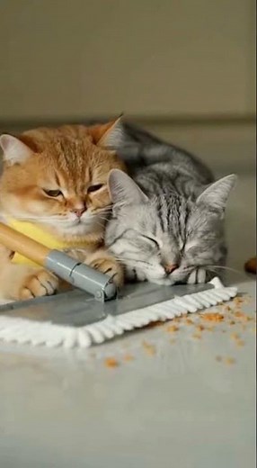 “Funny Cats Cleaning Disaster in Hotel 😂🧹”