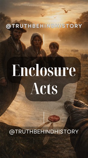 Wait until you connect the dots. The Industrial Revolution is usually sold as steam engines and genius inventors, but the Enclosure Acts were the spark for a lot of ordinary people. Enclosure Acts meant common land that villagers used for grazing, wood, and small crops got fenced, surveyed, and legally reassigned through Parliament. Not by conquest, by paperwork. Enclosure Acts sped up in the 1700s and exploded in the 1800s. The General Enclosure Act of 1801 helped standardize the process, and t