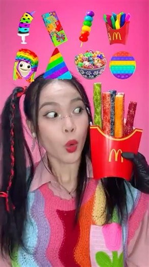 RAINBOW FOOD CHALLENGE 🌈 #eating #mukbang #rainbow #shorts