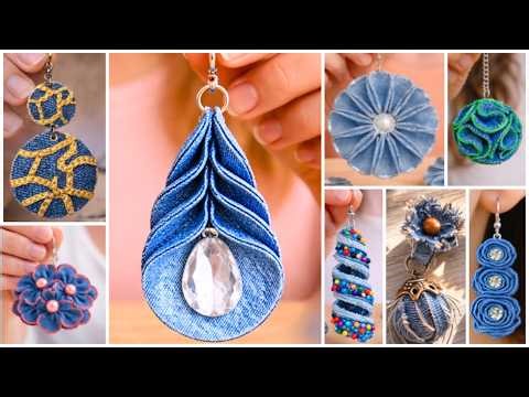8 Gorgeous Denim Earrings DIY | Jewelry from Old Jeans 💙