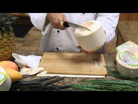 Opening a Sweet Young Coconut