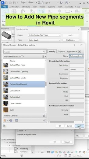 Revit Plumbing | New Pipe segments in Revit | #plumbing #revitmep
