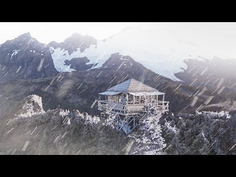 SURPRISE SNOW Camping in a Historic FIRE LOOKOUT! | Early Snowstorm in Remote Mountain Lookout