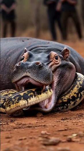 Pyton snake get inside the hippo #shortsviral #snake #animation #shorts
