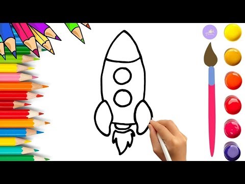 How To Draw cute Rocket Drawing, Painting & Coloring For Kids and Toddlers_🌈🎨