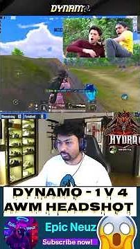 DYNAMO 1V4😱 Patt Se Headshot Hydra Dynamo Bgmi AWM Best Headshot #dynamogaming #bgmi #bgmiheadshot