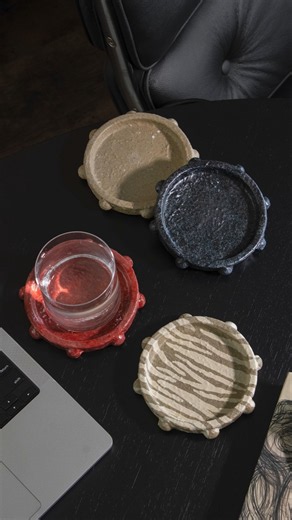 The Maya Coasters, hand-sculpted by me from cement. Dropping October 11th on CasaRefinedShop.com