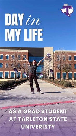 Come spend a productive day with Tarleton State Fort Worth grad student & campus rec graduate assistant, Charlee! 🧘‍♀️🎓🤍 #TarletonState #TarletonGradBound #TarletonFW | College of Graduate Studies - Tarleton State University